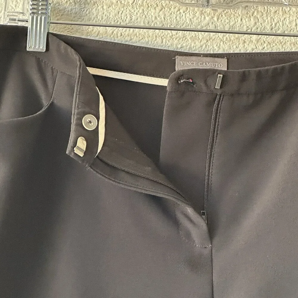 Vince Camuto Dress Slacks Black Flat Front Pants Size 14 Hemmed Front Pockets